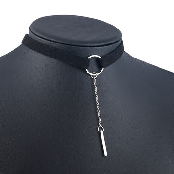 90'S Punk New Fashion 4 Colors Leather Choker Necklace Gold Color Geometry With Round Pendant Collar Necklace For Women Girls daiiibabyyy